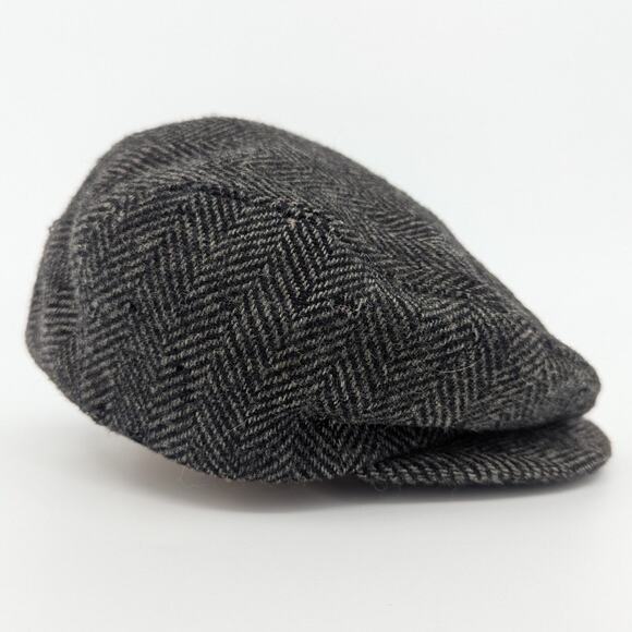 Vintage 100% Wool Herringbone Flat Cap Newsboy Hat Size 7-7 1/8 Made in USA - Picture 3 of 8